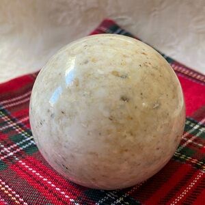 Natural polished Marble stone Sphere white beige speckled 3”